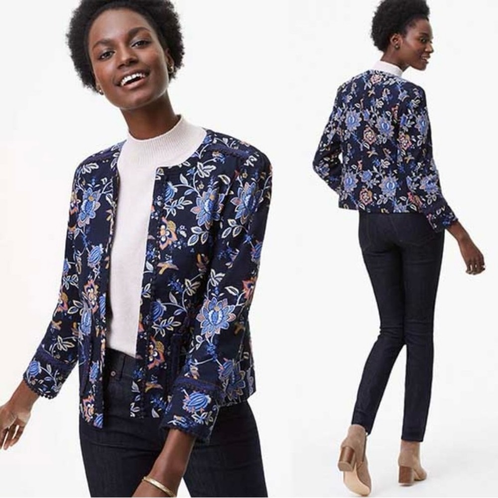 LOFT Evening Garden Floral Jacket Size 8